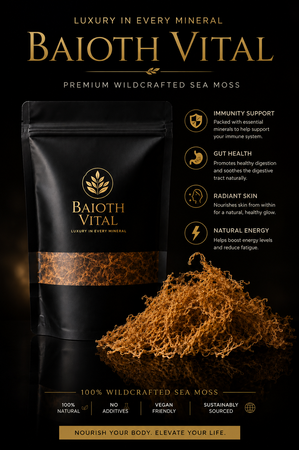 Baioth Vital Raw Essence Advanced Daily Sea Moss Gel for Immunity, Energy & Gut Support